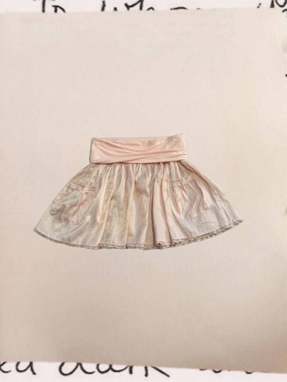vintage lace trim fold over mini skirt